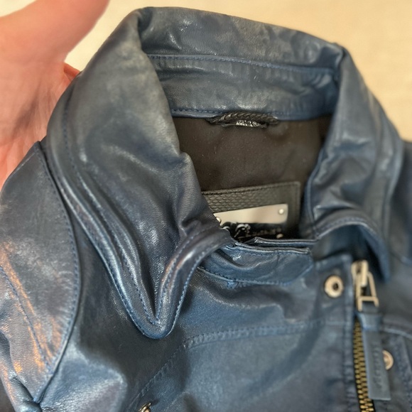 Cobalt blue Mackage, leather jacket. - Picture 8 of 11